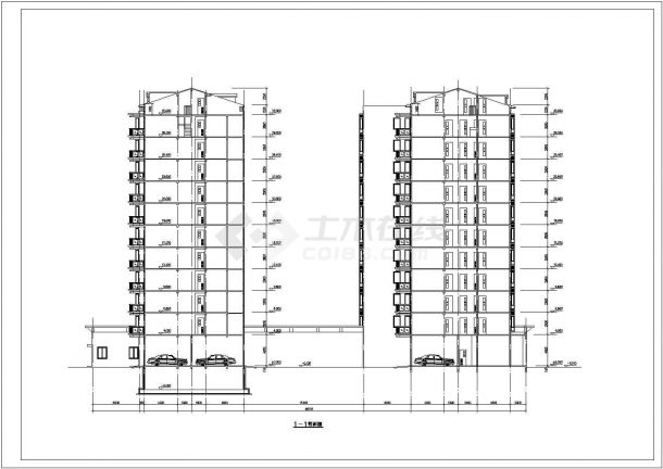 某小区内小高层住宅建筑设计施工全套方案CAD图纸-图二