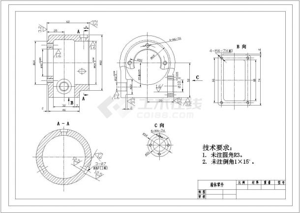 某箱体CAD大样完整施工设计图-图一