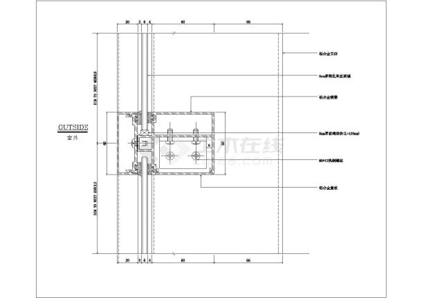 某明框玻璃幕墙CAD构造详细大样节点-图一