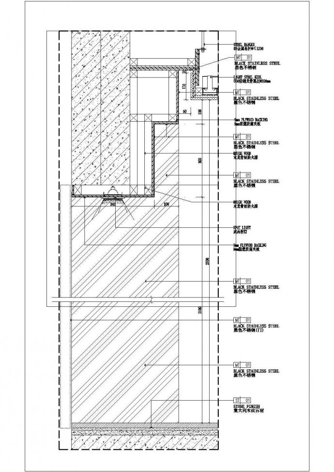 某电梯门竖剖CAD大样完整构造图_图1