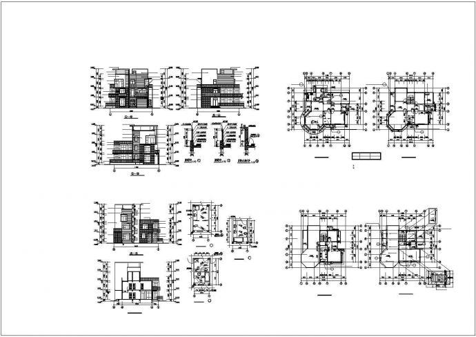 某独立别墅建筑设计施工图（平立剖面和卫生间等）_图1