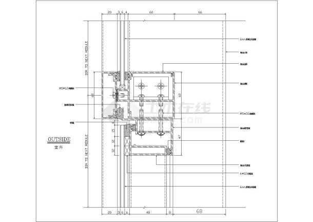 某明框玻璃幕墙CAD全套大样节点-图一