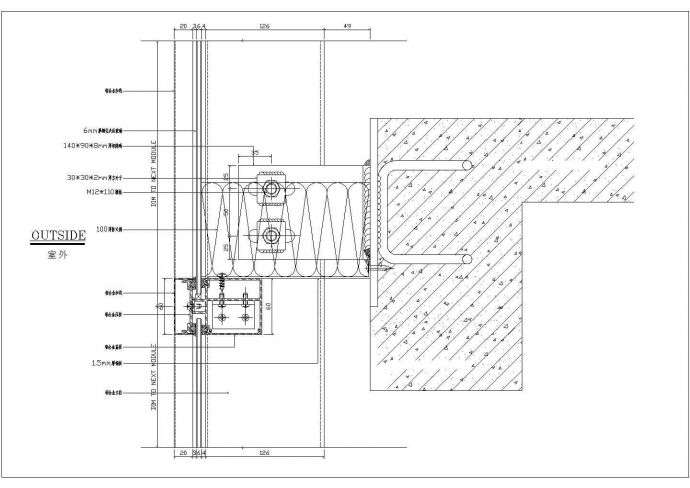 某明框玻璃幕墙CAD全套构造节点_图1