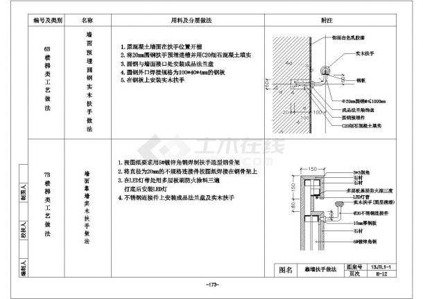 某栏杆扶手CAD大样设计平面节点-图一