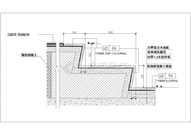 某楼梯踏步CAD平面构造详细图-图一
