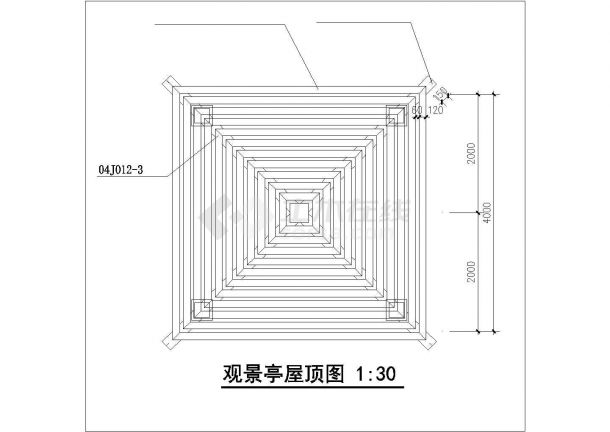 某园林景观亭设计cad施工详图-图一