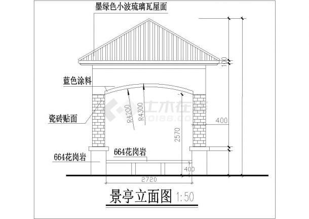 某园林景亭建筑设计cad施工图-图一