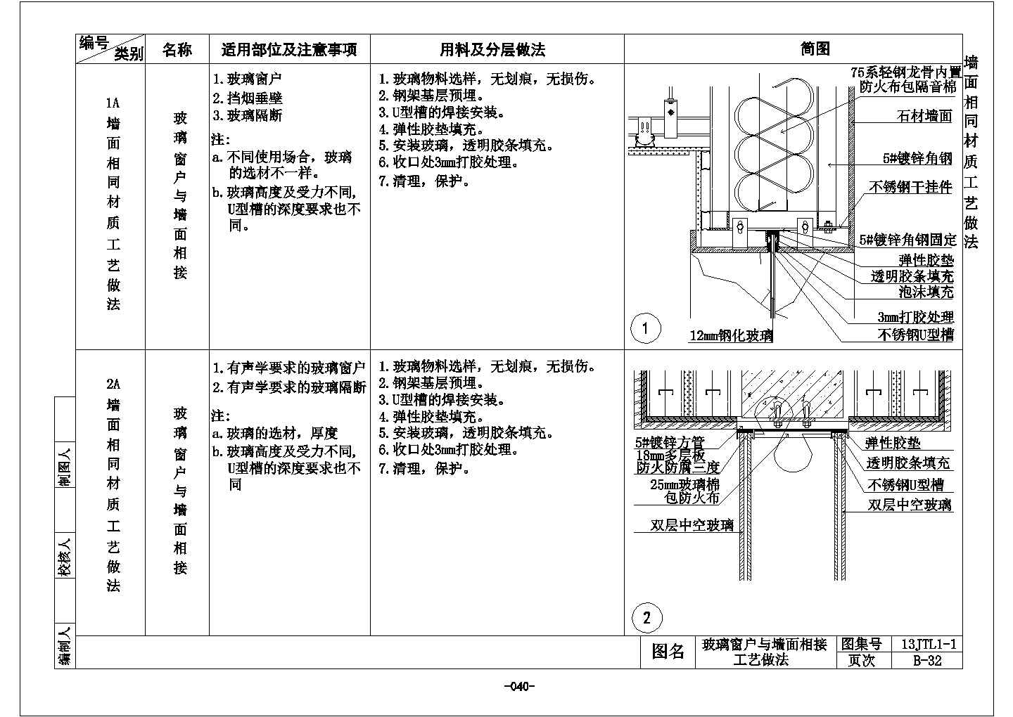 某玻璃窗户与墙面CAD大样完整施工平面图