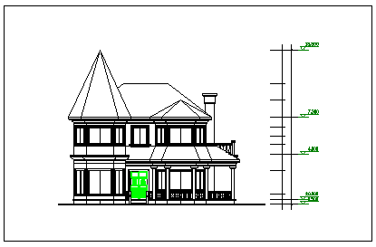 尖顶二层别墅的cad施工设计图