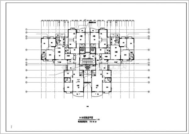 深圳市某3万平米三十层框架结构商住楼建筑设计CAD图纸（含地下2层）-图二