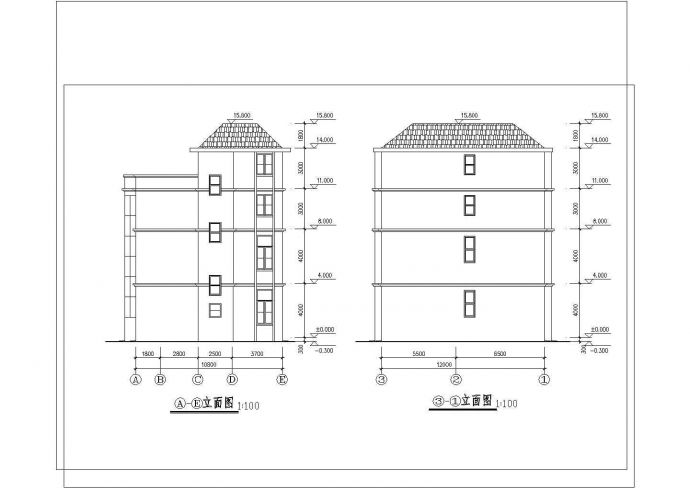 4层 农村高档型住宅建施结施cad图纸设计_图1