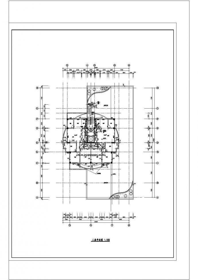 某高层住宅楼建筑施工CAD平面图_图1