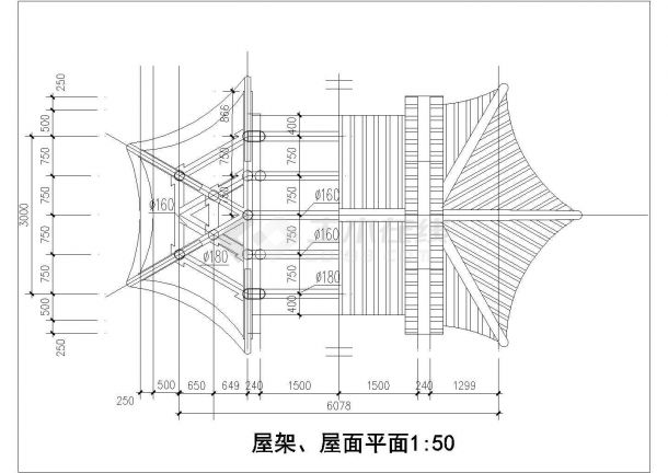 某景区六角组合亭全套建筑cad施工图-图一