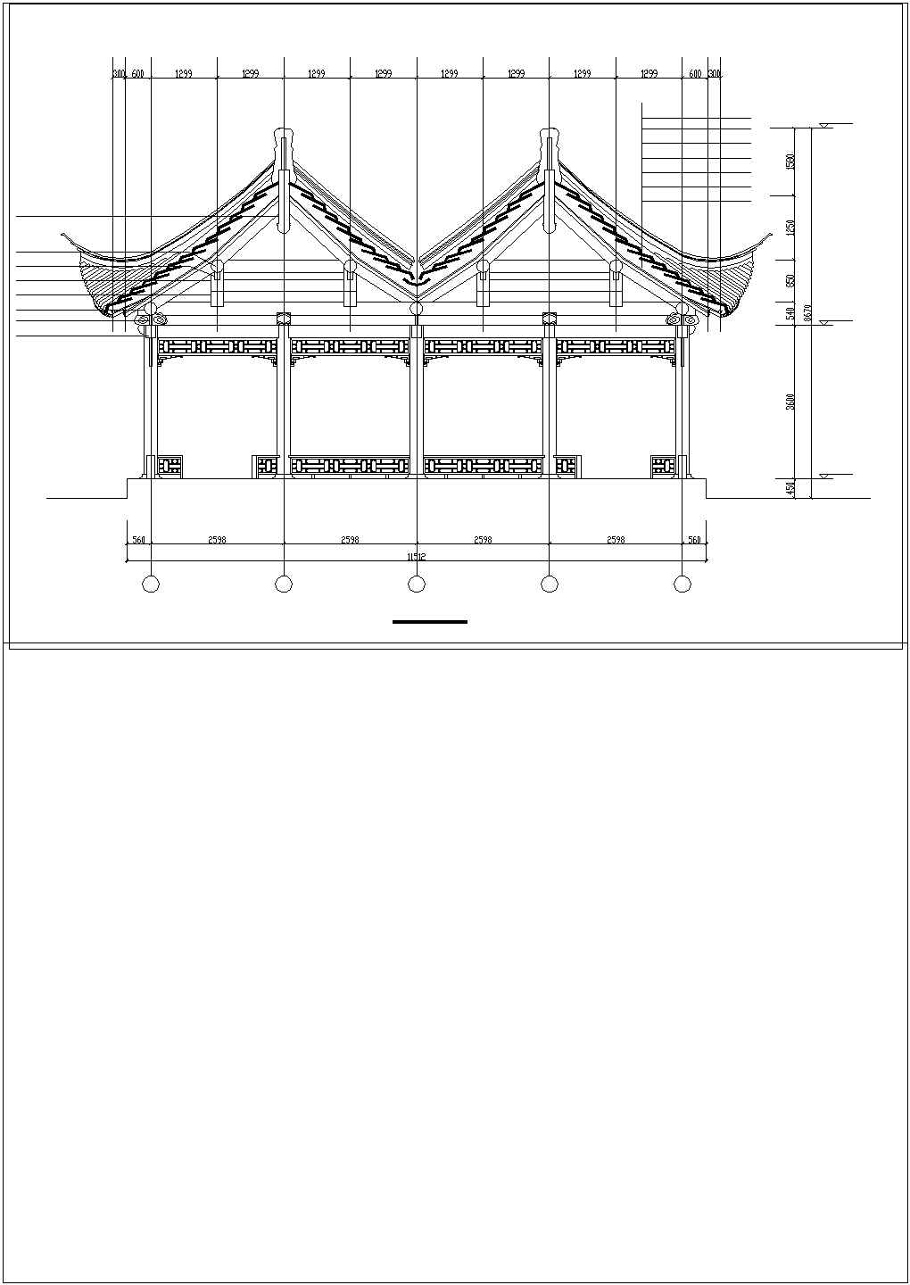 某景区木结构六角连亭设计cad施工图