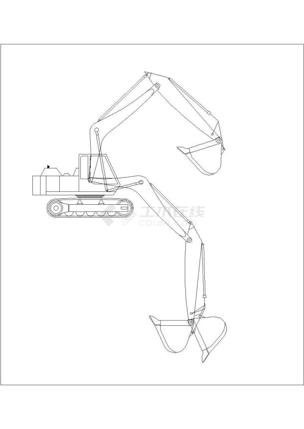 某反铲CAD大样构造平立面图-图一