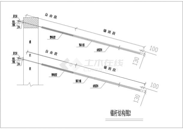 某锚杆结构CAD平立面设计示意图-图一