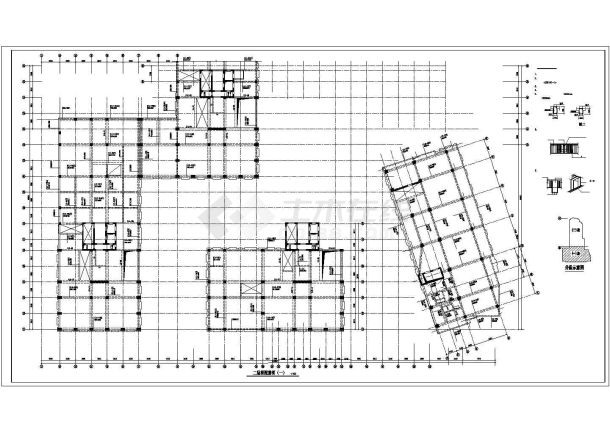 某高层办公楼框架结构cad施工设计图纸-图一