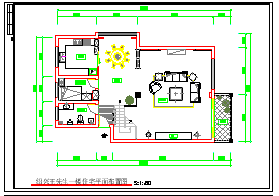 两层家居室内装修cad施工平面图纸