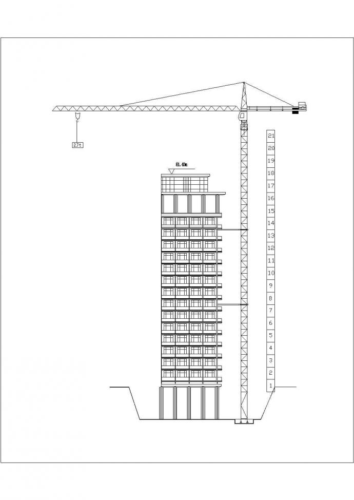 某塔吊立面图CAD设计平面施工_图1