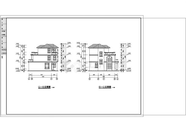 某小区三层现代风格别墅建筑设计CAD图-图一