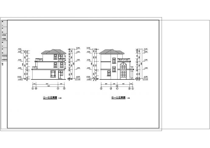 某小区三层现代风格别墅建筑设计CAD图_图1