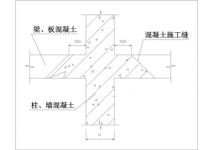 某不同标号混凝土浇筑节点CAD完整平立面示意图_图1