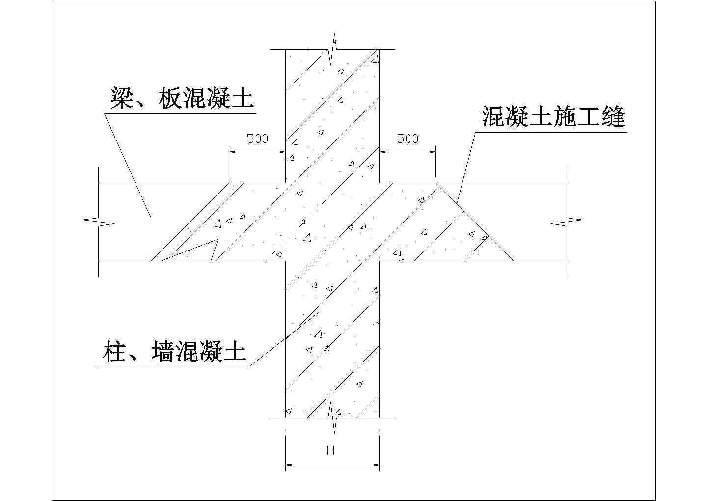 某不同标号混凝土浇筑节点CAD完整平立面示意图