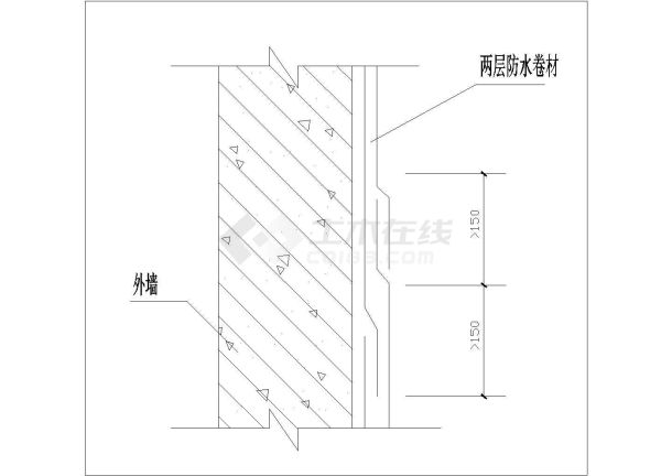 某外墙防水卷材搭接CAD平面设计示意图-图一