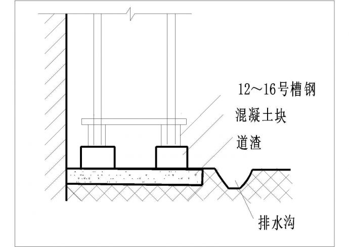 某高层脚手架基底作法垫槽钢CAD平立面_图1