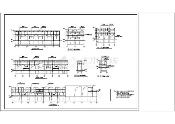 某地汽车展厅4S店钢结构详细cad施工图纸-图二