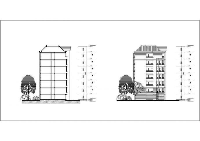 武汉市某小区6层砖混住宅楼建筑设计CAD图纸（含阁楼车库/每层540平米）_图1
