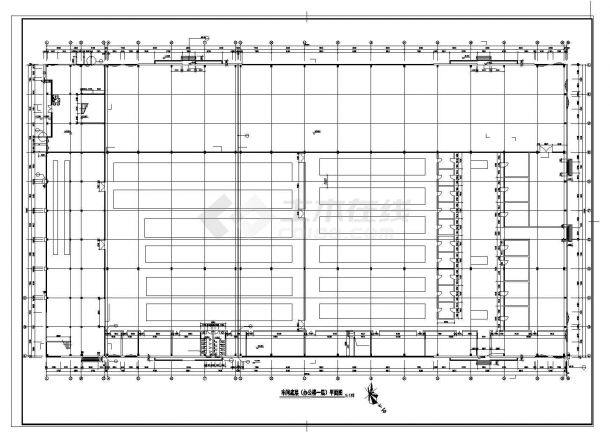 某8913平方米钢结构车间设计cad建筑施工图（含设计说明，含办公楼设计）-图二