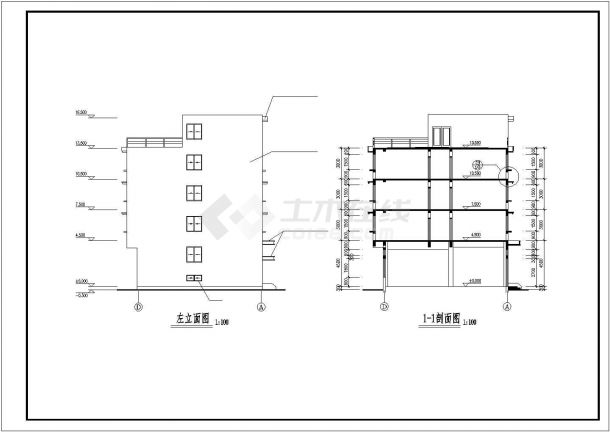 漳州市某工厂2200平米4层砖混结构宿舍楼建筑设计CAD图纸-图二