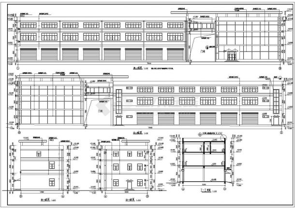 长75.24米 宽12.24米 3层2562平米厂房车间宿舍综合楼建筑设计施工图-图一