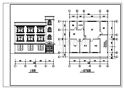 三套多层别墅建筑设计cad图资料合集-图二
