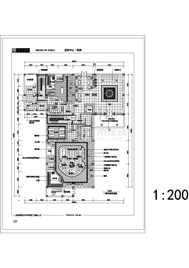 某洗浴中心CAD详细平面施工图纸-图二