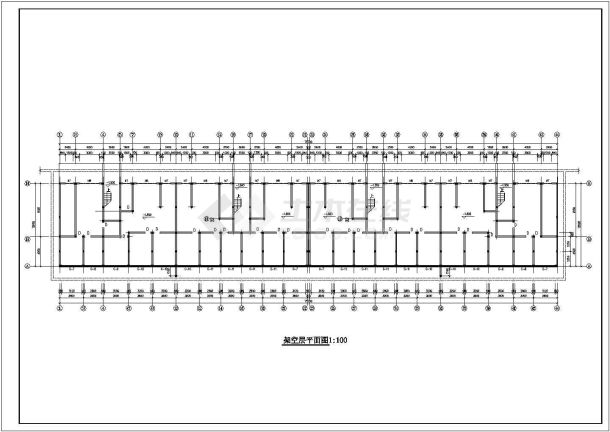 廊坊市某大型工厂6层集体宿舍楼建筑设计CAD图纸（含架空层）-图二