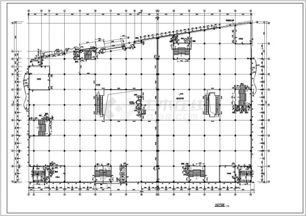某长132米 宽94.417米 地下1层地上四层建材家居商场53010平米框架结构CAD设计含防火防烟分区及楼梯详图-图二
