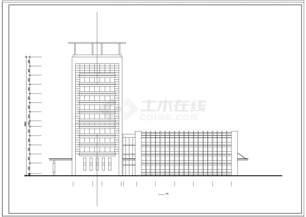 某医院12层综合楼建筑cad施工方案设计图纸-图二