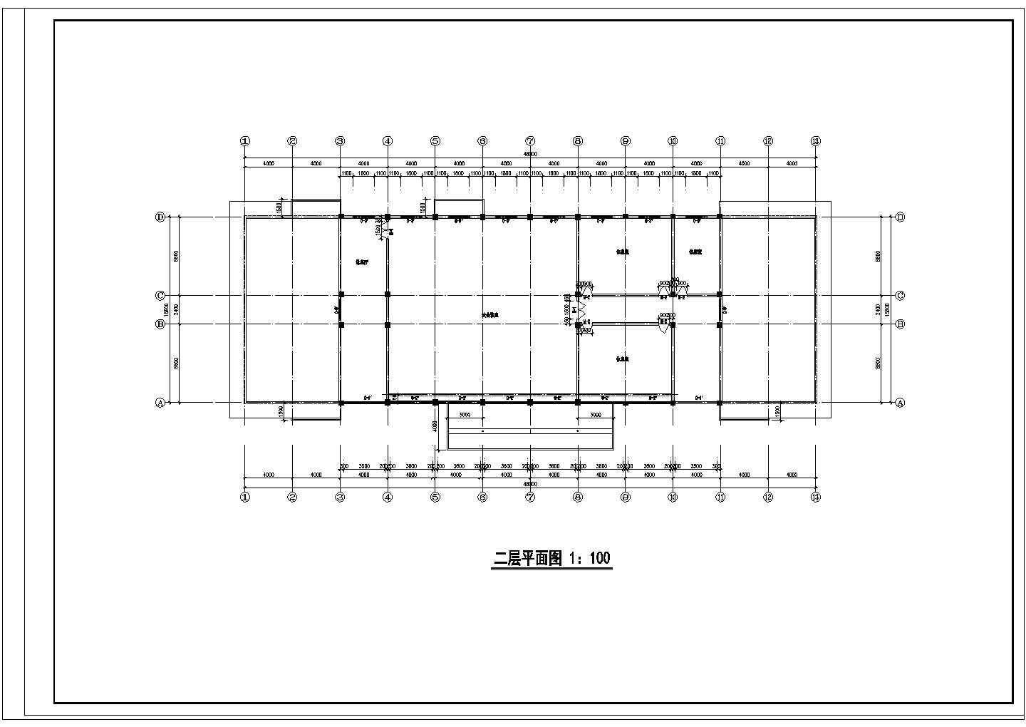 2层大餐厅建筑施工图【平立剖】.cad