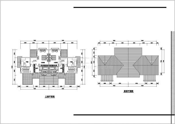 3层总555.57平米双拼别墅建筑设计图【平立剖】-图一