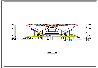 某多功能大型会展中心CAD立面施工图纸_图1