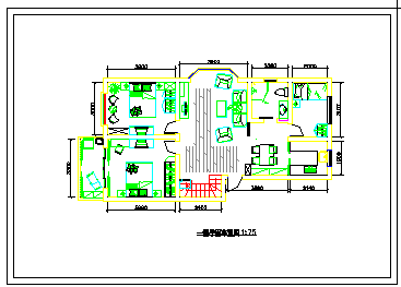 某二层复式房室内装修cad平面施工图纸-图二