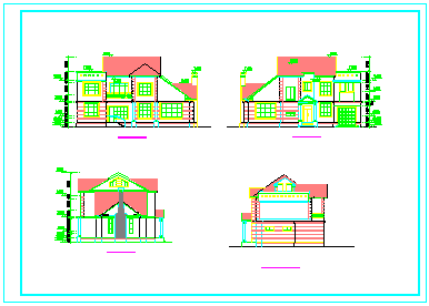 某二层坡屋顶独栋别墅建筑方案cad设计图_图1