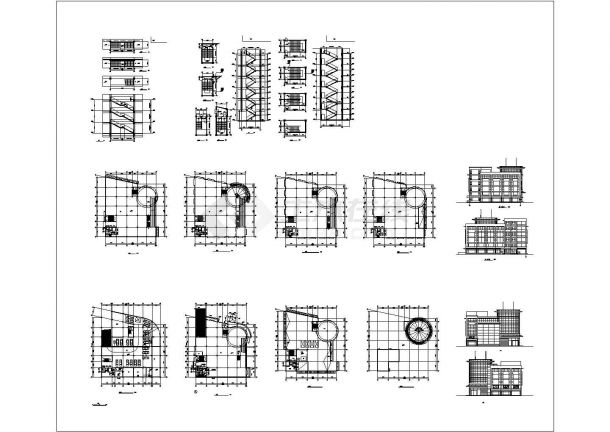 某长44.8米宽38米地下1层地上5层超市CAD建筑设计图含楼梯详图-图一