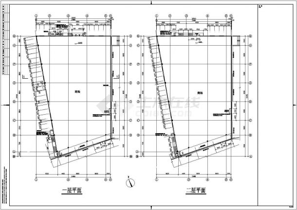 某长51.405米宽32米二层CAD框架结构2671.12平米家具商场含结构图-图一