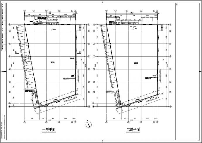 某长51.405米宽32米二层CAD框架结构2671.12平米家具商场含结构图_图1