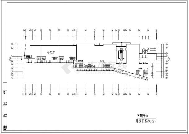某长约70米宽约30米四层商场建筑CAD全套设计图-图一