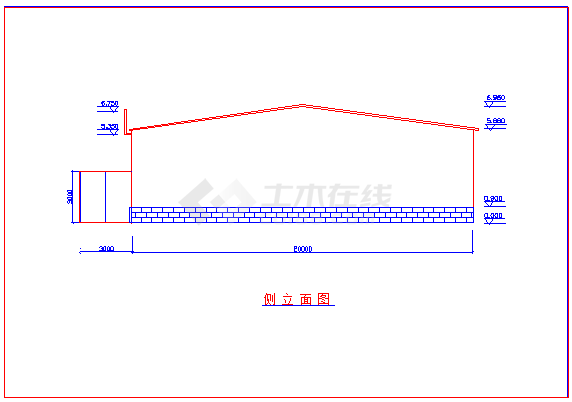 某20mx20m超市侧立面图CAD大样图纸-图一