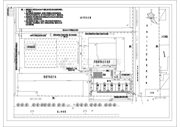 某高校生活污水处理施工图CAD设计总平面-图一